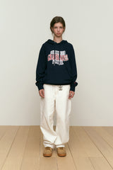 LOWKEY BOOK CLUB LETTERING RAGLAN HOODIE [DARK NAVY]