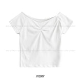 rope shirring off-shoulder tee