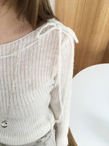 Stitch boat neck knit