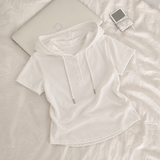 Fine V-neck Burton Hooded Short Sleeve Tee (3 colors)