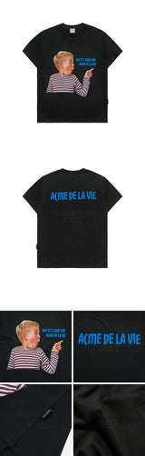 24FW フィンガーポインティングレタリングベビーフェイス半袖Tシャツ ブラック
