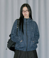 Flannel Check Hood Jacket - NAVY