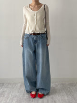 Frill V-Neck Sleeveless Cardigan