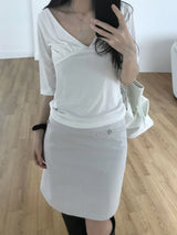 Low rise button midi skirt (one color)