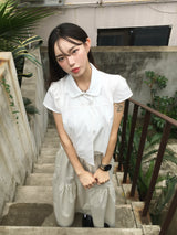 Slit Cotton Shirring Long Skirt (2c)