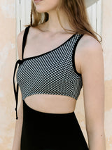 CUT OUT CHECK SWIMSUIT BLACK