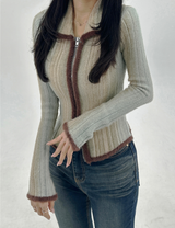 COLOR-BLOCK GRADATION 2-WAY KNIT ZIP-UP - 2 COLOR