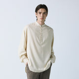 linen concho roll up shirt cream