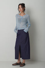Front Slit Long Skirt_Navy
