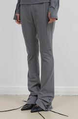 Button Slit Bootcut Pants / Charcoal