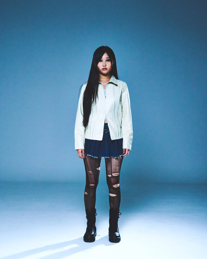 DENIM LINE ZIPPER JACKET (IVORY)