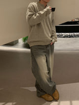  Gray Teen Wash Balloon Denim Pants