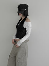 Blin Mesh Cowl Halter Top