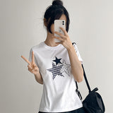 [Check Patch T-Shirt⭐] スリーカラー ショートスリーブ Tシャツ(2 colors)