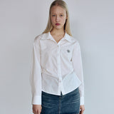 WRINKLE SLIM LINE SHIRRING SHIRT_IVORY