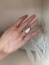 Bold silver water drop open ring
