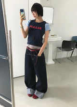 ROLL-UP WIDE DENIM