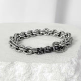 ss-10mm ダブルチェーンリンクブレスレット_ダークシルバー