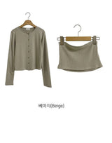 Bustier set cardigan(4color)