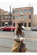 French checkered pocket loose fit long-sleeved shirt