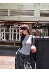 Stripe strap lace banding pants