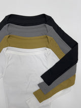 [Brushed Lining] リブボートネック長袖Tシャツ