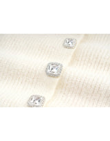 Aria Beads Detail Wool Blended Knit Cardigan Ivory