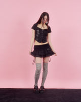 LACE GATER FRILL SKIRT [BLACK]