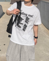 キディングキャットプリントショートスリーブTシャツ