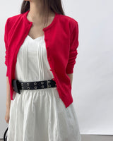 Picre Round Neck Button Long Sleeve Knit Cardigan