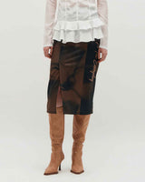 Embroidered Graphic Jersey Skirt _ BROWN