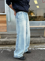 Double back pocket embossed denim pants