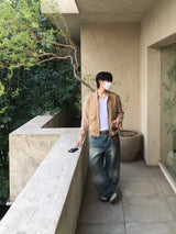 Brick Suede Sleeve Knit Jacket 2C