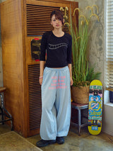 WASHED WIDE SWEATPANTS LIGHT BLUE