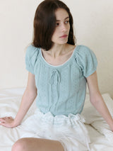 SKASHI RIBBON POINTED HALF KNIT SKY