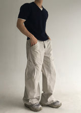 curved dyeing strap wide pants(2colors)