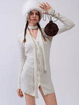 Fluffy Tambourine Chain Bag - Brown