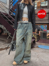Denti Damage Brush Denim Pants