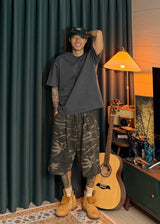 One-Tuck Camo Shorts 