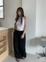 ヨアコットンピンタックワイドバンディングパンツ