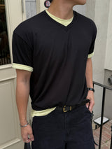 Dimen layering v-neck short sleeve
