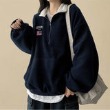 American Flag Coloring Fleece Semi-Zipup Anorak Sweatshirt