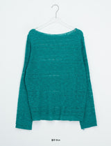 Libya Loose-Fit Boat Neck See-Through Knit