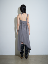 【MADE】カットアウトラップドレス グレー