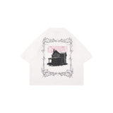 HIERARCHY STUDIOS Unsolved - ホワイトフレイムハウスオーバーサイズTシャツ