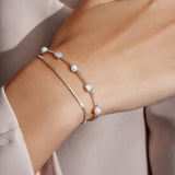 silver box chain rhodium plating + 925 silver bracelet B068-01H