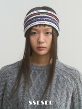 Stripe knit Hairband - Black