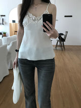 Satin Lace Sleeveless Top (2 colors)