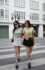 DVRK PRIVÉ BAR LOGO KNITTED CROPPED T-SHIRT - MINT