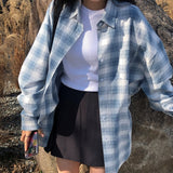 Blue Pepper Oversized Fit Boxy Fit Checkered Shirt Shirt [MANDARINETREE ONLY]